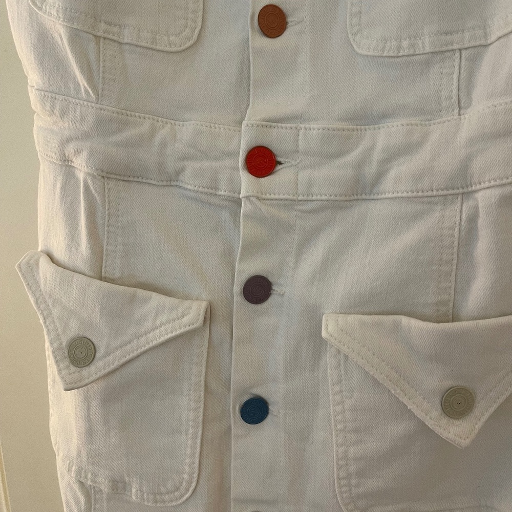 Mother denim dress with multicolored buttons